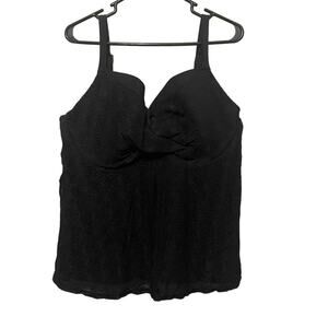 Swimsuits for All Black Plus Size Wired Tankini Swim Top